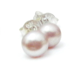 Pink/Lavender 5mm Button Pearl Stud Earrings